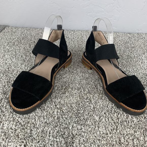 Stuart Weitzman Sandals Womens Size 8.5 Black Suede Topical Strappy Slingback - Picture 1 of 8